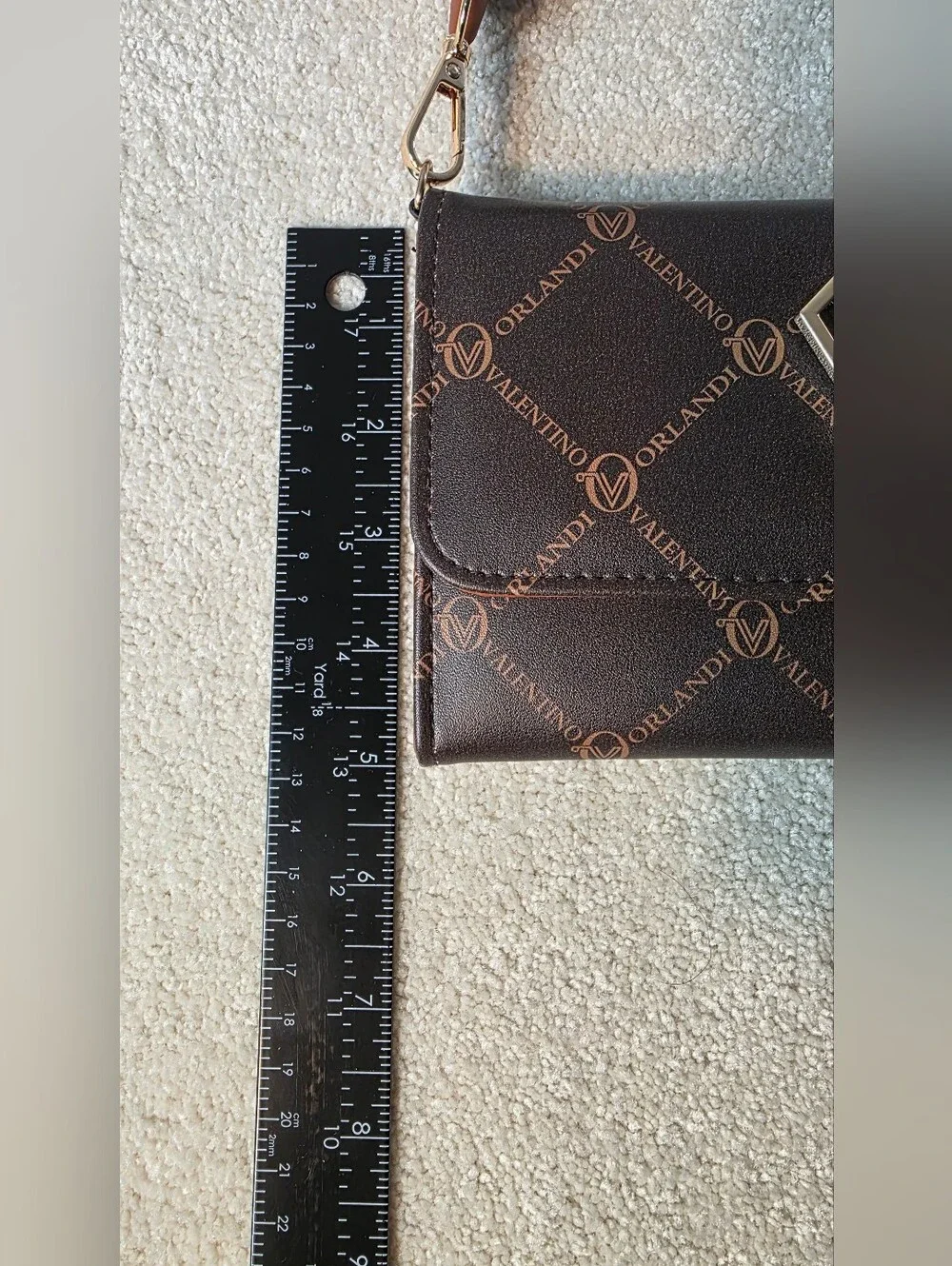 Valentino Orlandi Vegan Leather Logo Crossbody Bag Wallet Gold Accents OS NWT